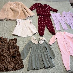 Girls Baby Clothing Bundle Lot Dresses Rompers Sweaters Fall Winter